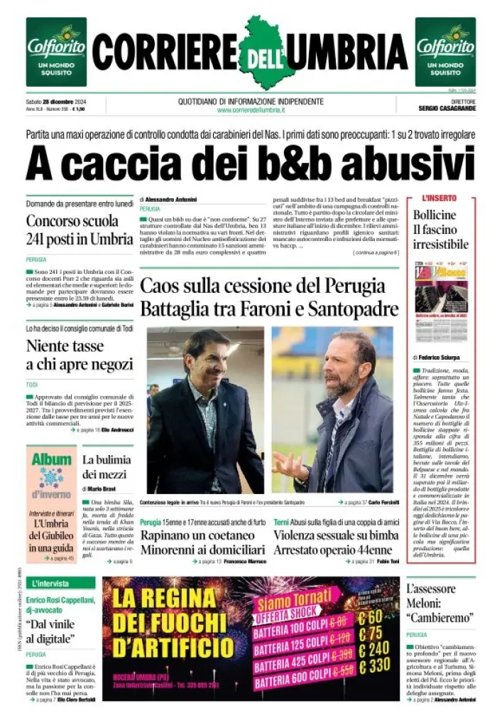 Prima-pagina-corriere umbria-del-2024-12-28